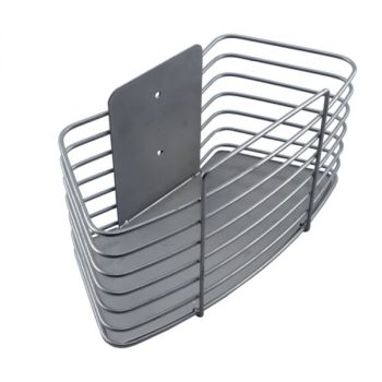 Gray wire basket: A practical and stylish storage solution for organizing various items.